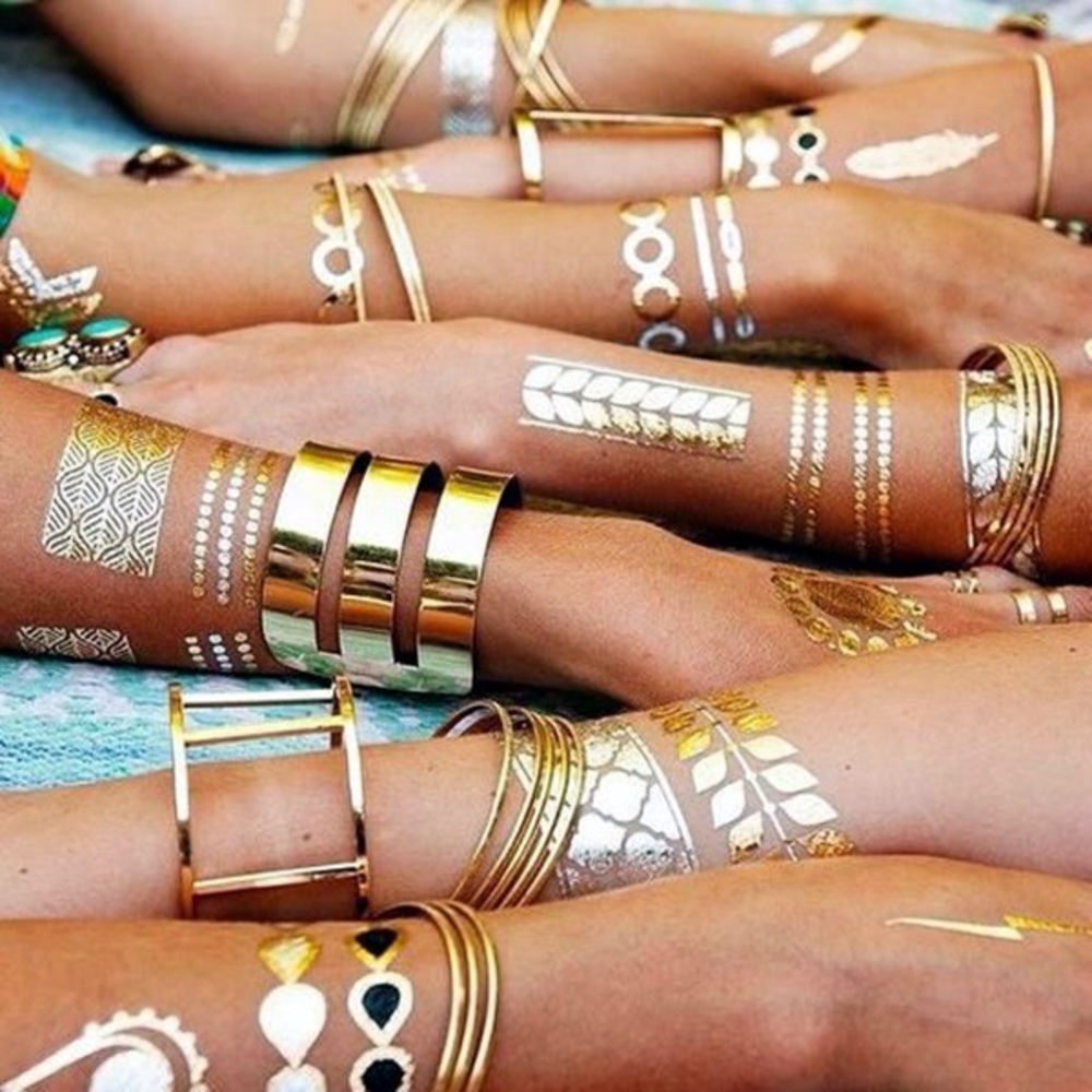 4 Sheets Boho Festival Temporary Metallic Flash Tattoos - Picture 5 of 16
